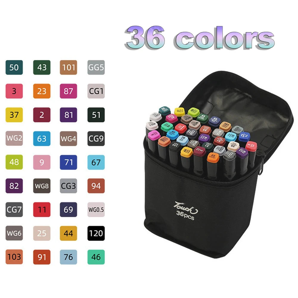 12-168 Colors Markers Set Double Headed Marker Pen Student Animation for Bookmark Manga Drawing Painting School Art Supplies