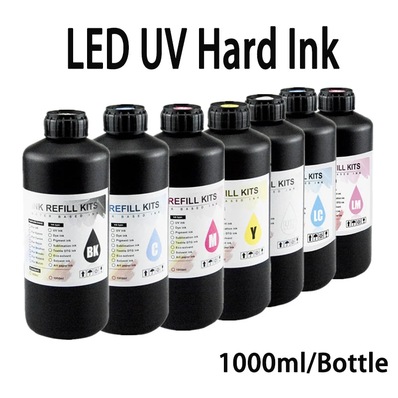 UV Hard Ink 1000ML UV Ink For Epson XP600 TX800 XP-600 L800 L805 L1800 R290 R300 1390 1400 1410 1430 DX5 DX7 DX10 UV Printer