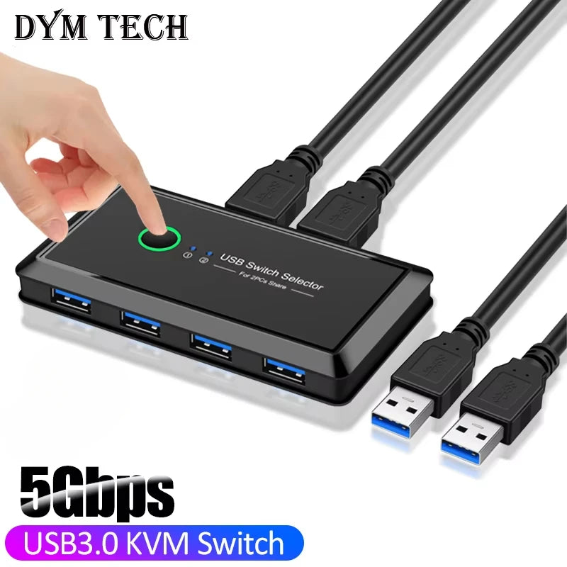 USB 3.0 KVM Switch Adapter 2 Inputs 4 Outputs USB Shared Switcher for PC Laptop Keyboard Mouse Printer USB Switch Controller Hub