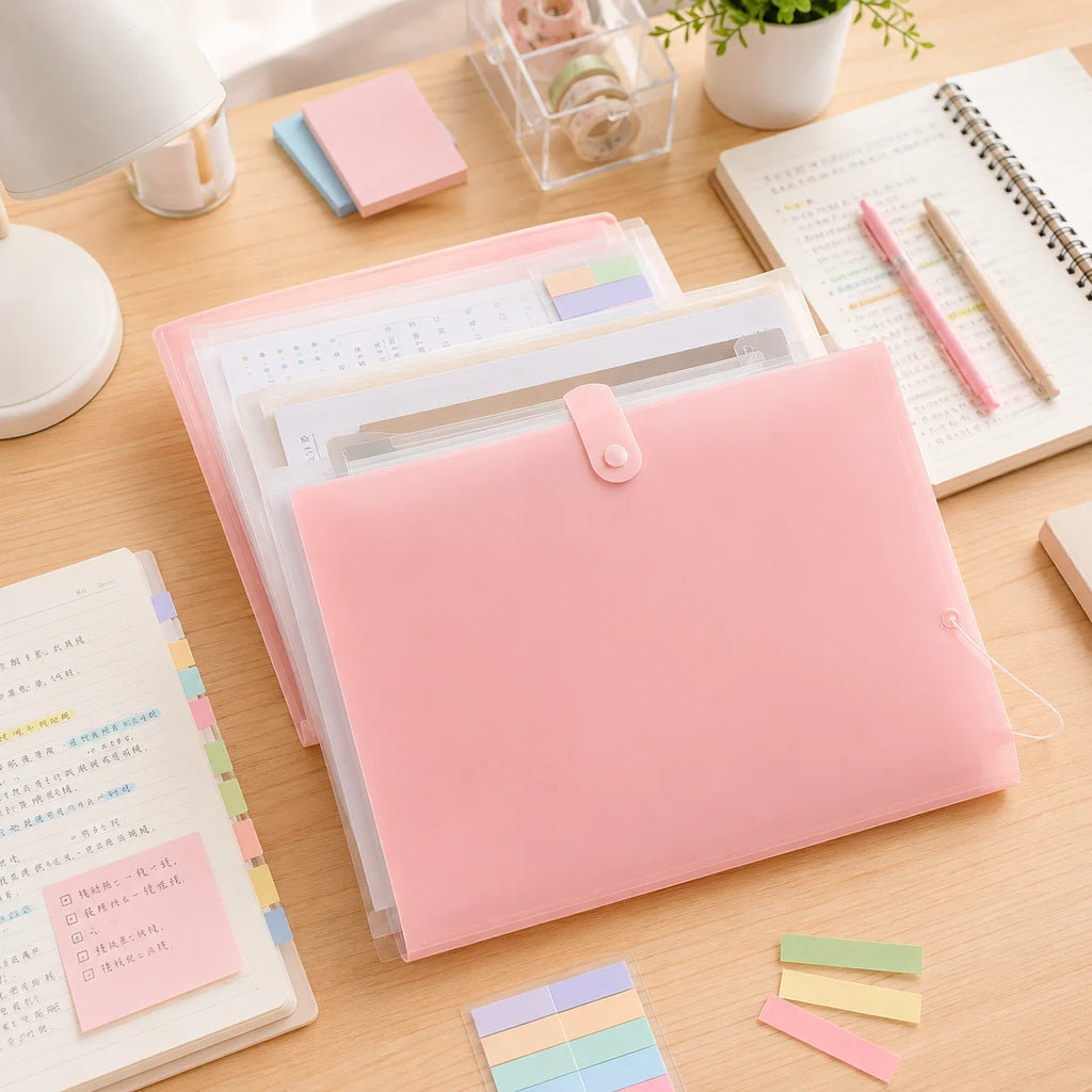 Accordion File Folder Waterproof 8 Pocket Document Organizer A4 Expanding File Folder for Office School Paper Storage Supplies