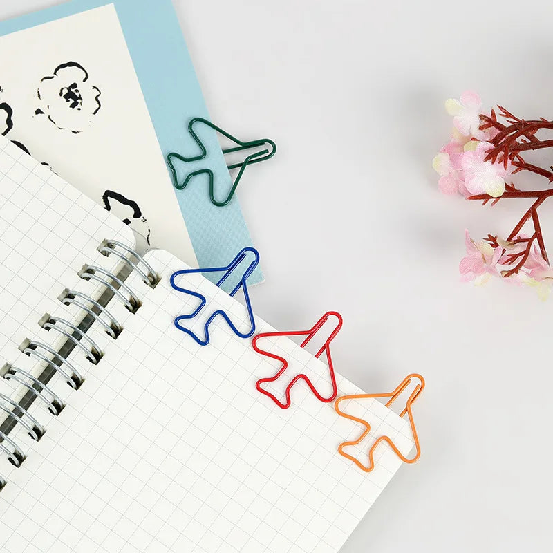 20-100pcs Metal Airplane Shape Office Paper Clips Bookmark School Office Stationery DIY Paper Clip Holder Craft Supplies
