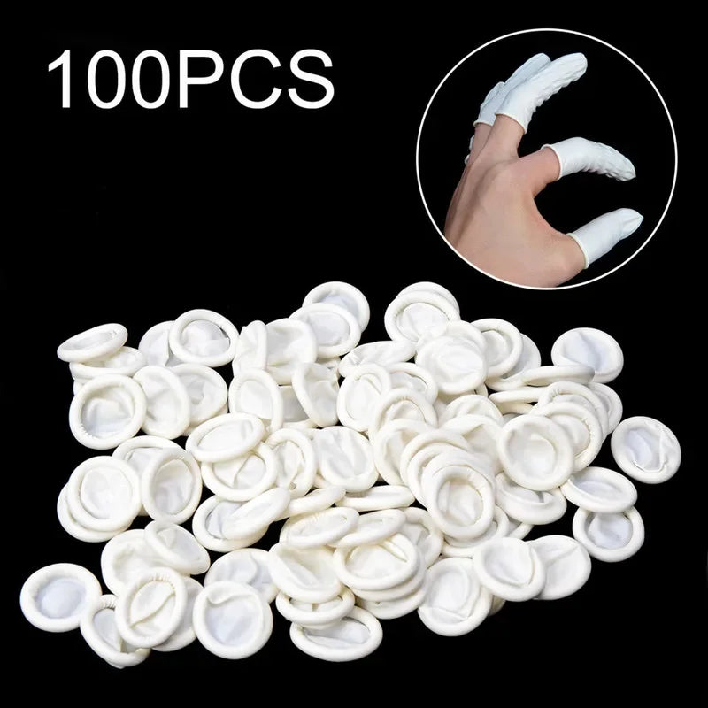 100/200pcs Disposable Finger Gloves One Size Fits All Anti-Slip and Anti-Static Latex Finger Gloves Fingertip Protection Gloves