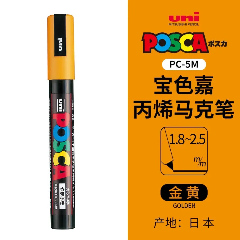 uni POSCA POP Water-Based Marker,Assorted Colors PC-1M/3M/5M 0.7~2.5mm Tips Professional Acrylic Paint Pen for Artists&Designers