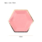 10cm Mini Plate Party Paper Plates Disposable Tableware Birthday Party wedding Decor kids Party Supplies Pink Small Plates 8pcs