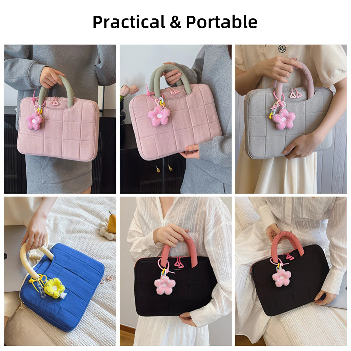 Lightweight Puffy Laptop Sleeve 14/16 Inch Commuter Laptop Briefcase Notebook Sleeve Notebook Case Portable Handbag for Women