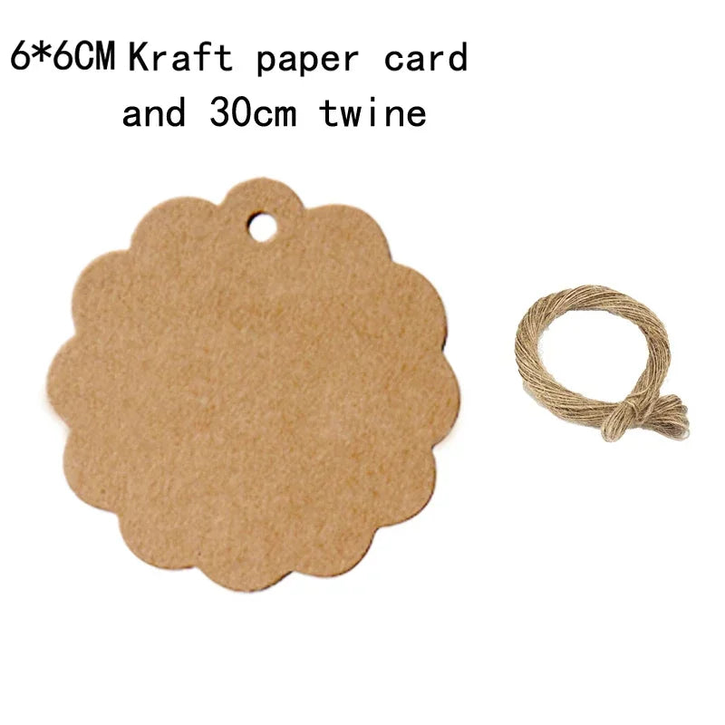 50PCS DIY Kraft Paper Tags Label Paper Price Tag Name Vintage Wedding Hanging Tag  Wrap Gift Wrapping Blank Label Crafts
