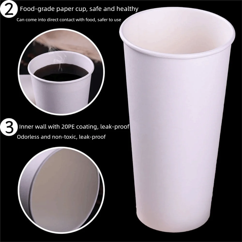 200Pcs 30/60/120/200ml Disposable Paper Cup Thickened Solid Color Paper Coffee Cup Multisize Food Grade Tasting Cup
