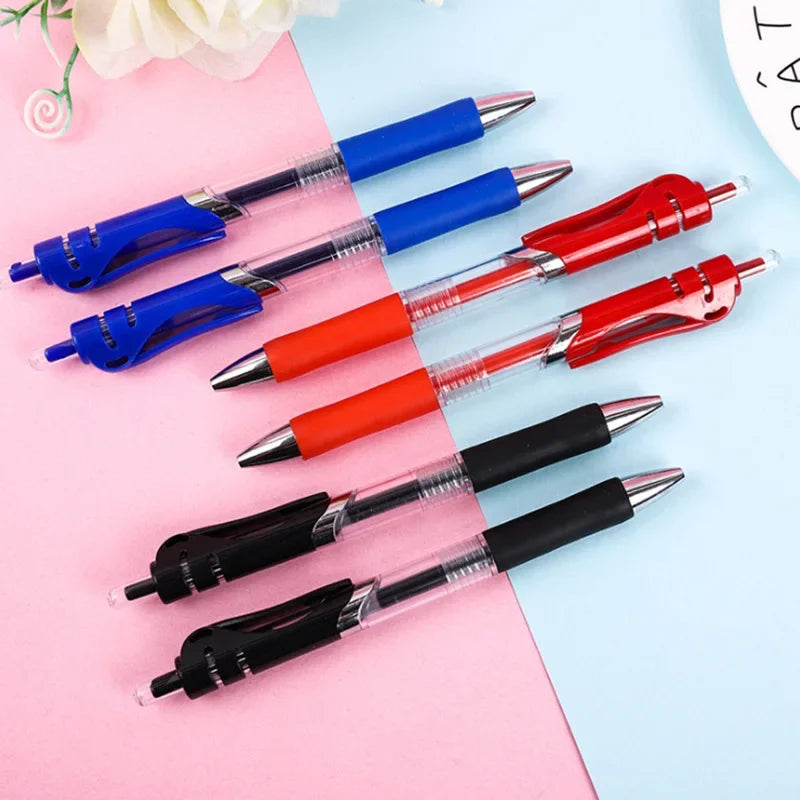Press Gel Pen Signature pens Blue Black Red Refill Pen Bullet tip Gel Pen School office supplies art stationery
