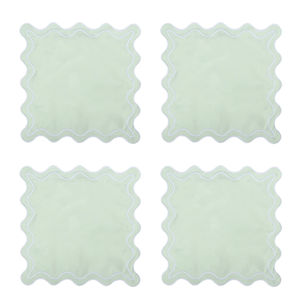 4PCS Cotton Napkins With Wavy Edge Embroidery Suitable for Dinner Wedding Hotel Christmas
