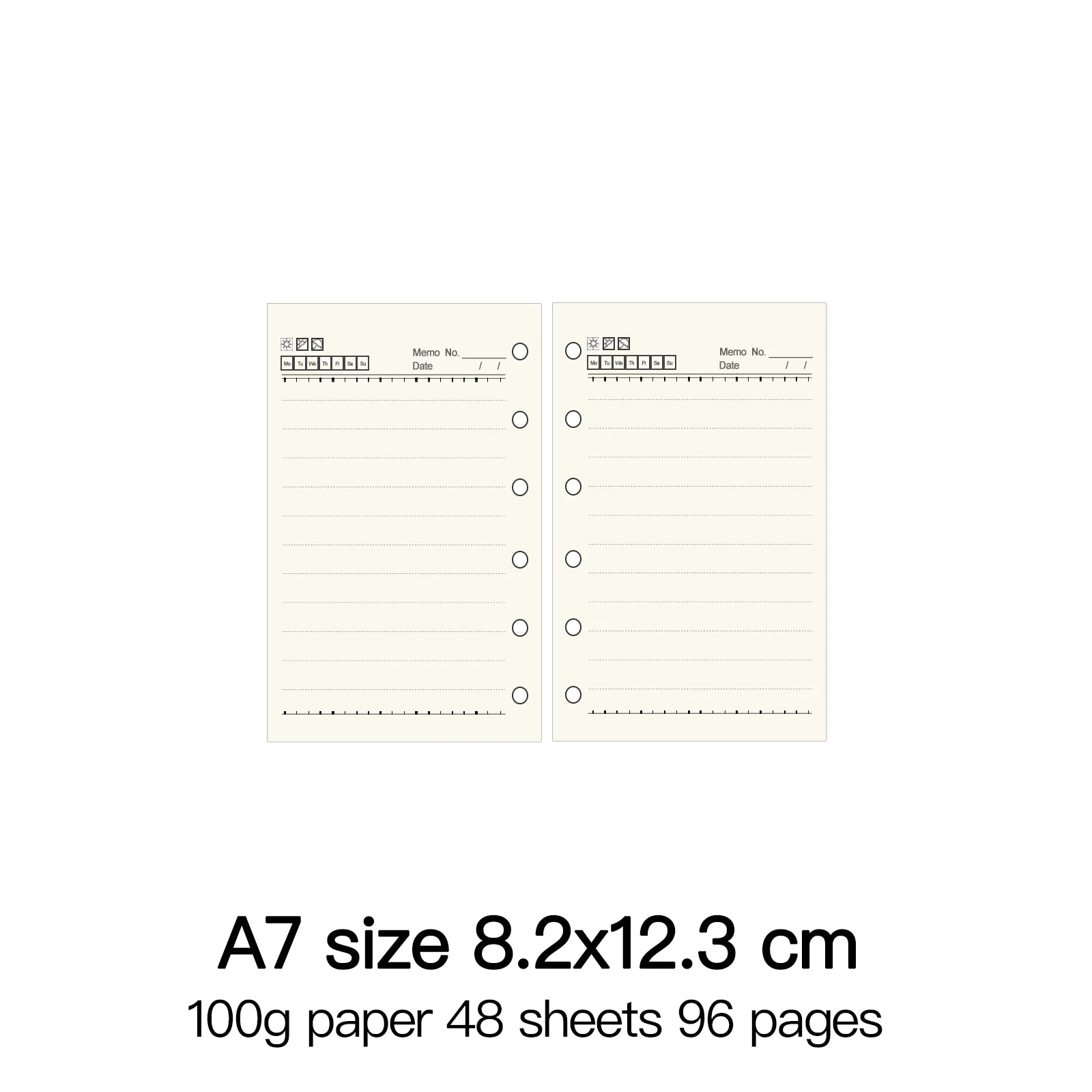 High Quality Ring Binder Notebook A5 Personal A6 A7 A8 Size Insert Refills Loose Leaf Spiral Diary Planner Inner Core 100g Paper