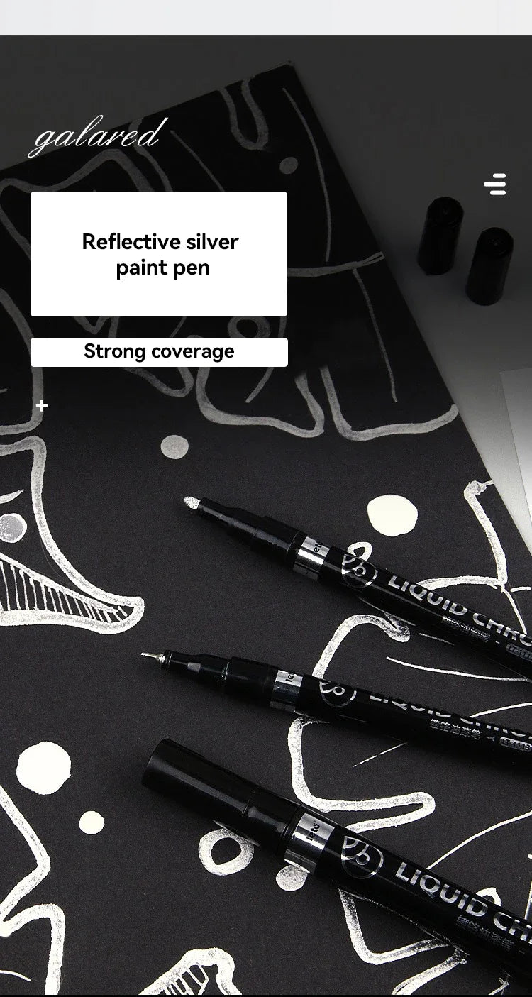 1-6pcs Chrome Pen Marker Mirror Waterproof DIY Reflective Paint Repair for Rock Ceramic Glass Metallic Gold/Silver 0.8/1/2mm Nib