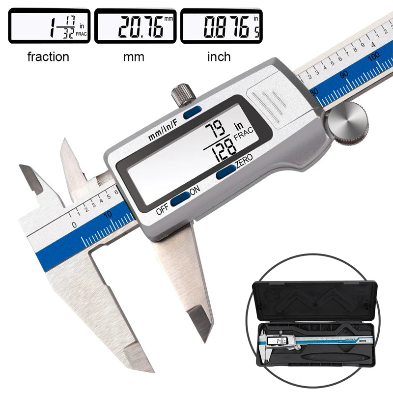 ET52 Stainless Steel 0.01mm High Precision Measure 150mm Digital Caliper mm/inch/Fraction Zero Setting Electronic Caliper