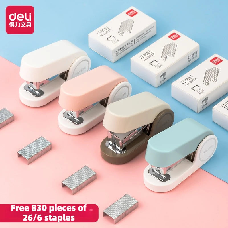 Deli Mini stapler for students, labor-saving stapler, office supplies, portable girl, cute style, stapler, stapler, no. 12 nails
