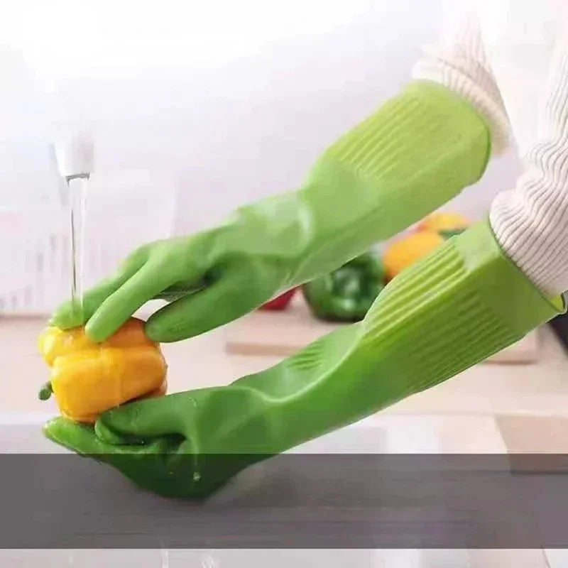 New Kitchen Cleaning Latex Dish Washing Gloves Rubber Thickened and Lengthened Household Laundry Gloves