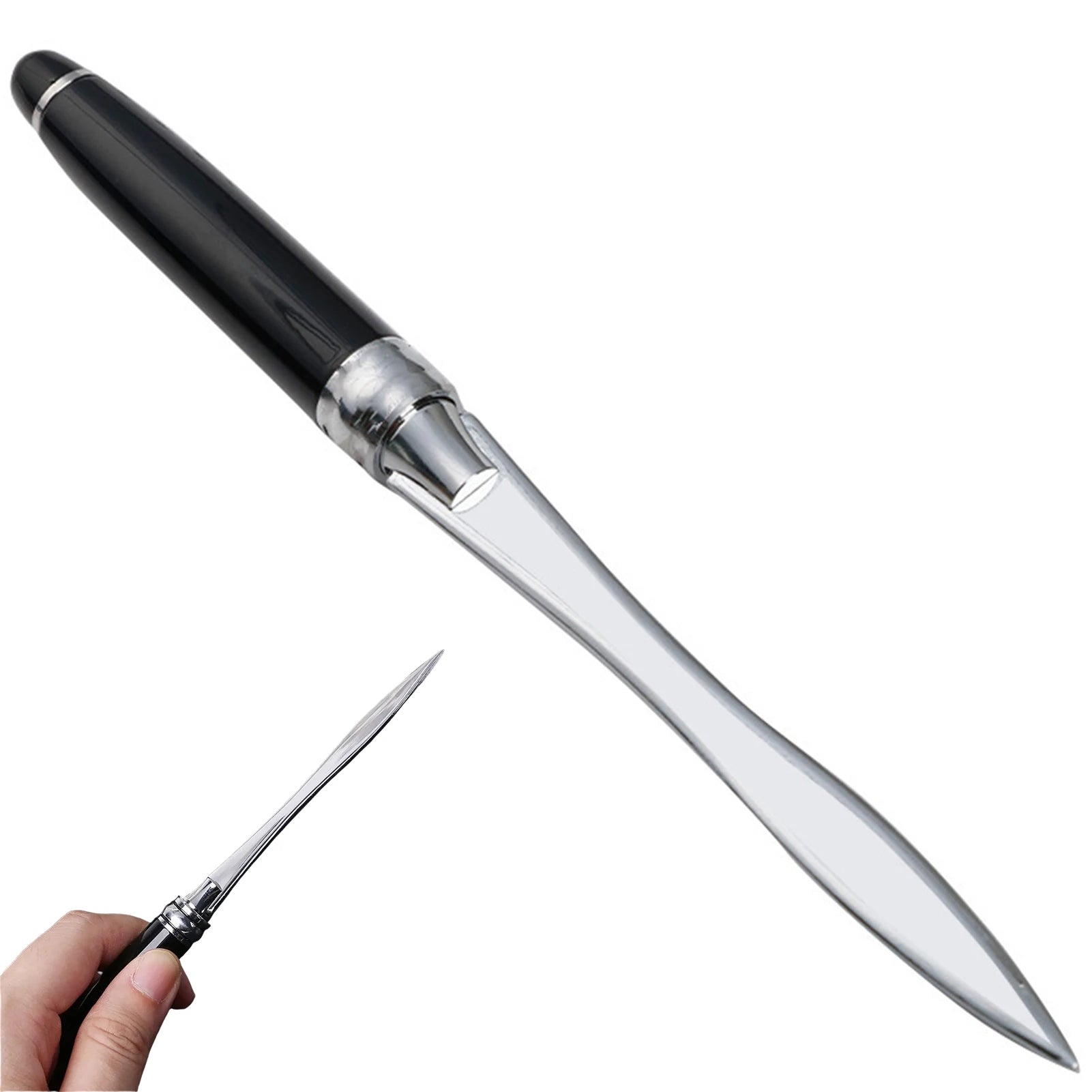 Metal Letter Opener Knife Black Smooth Durable Envelope Cutter for Office Home and Daily Mail Handling Tasks