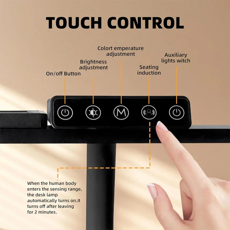 LED Desk Lamp Eye-Caring Desk Light with Stepless Dimming Adjustable Flexible Gooseneck with Clamp for Reading Study Workbench