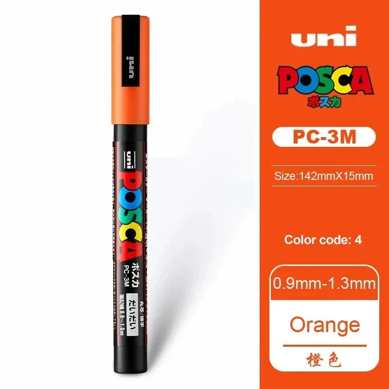 1pcs Japan UNI POSCA Markers PC-1M/3M/5M Acrylic Graffiti Pen Waterproof DIY Stackable Color Art Painting School Supplies