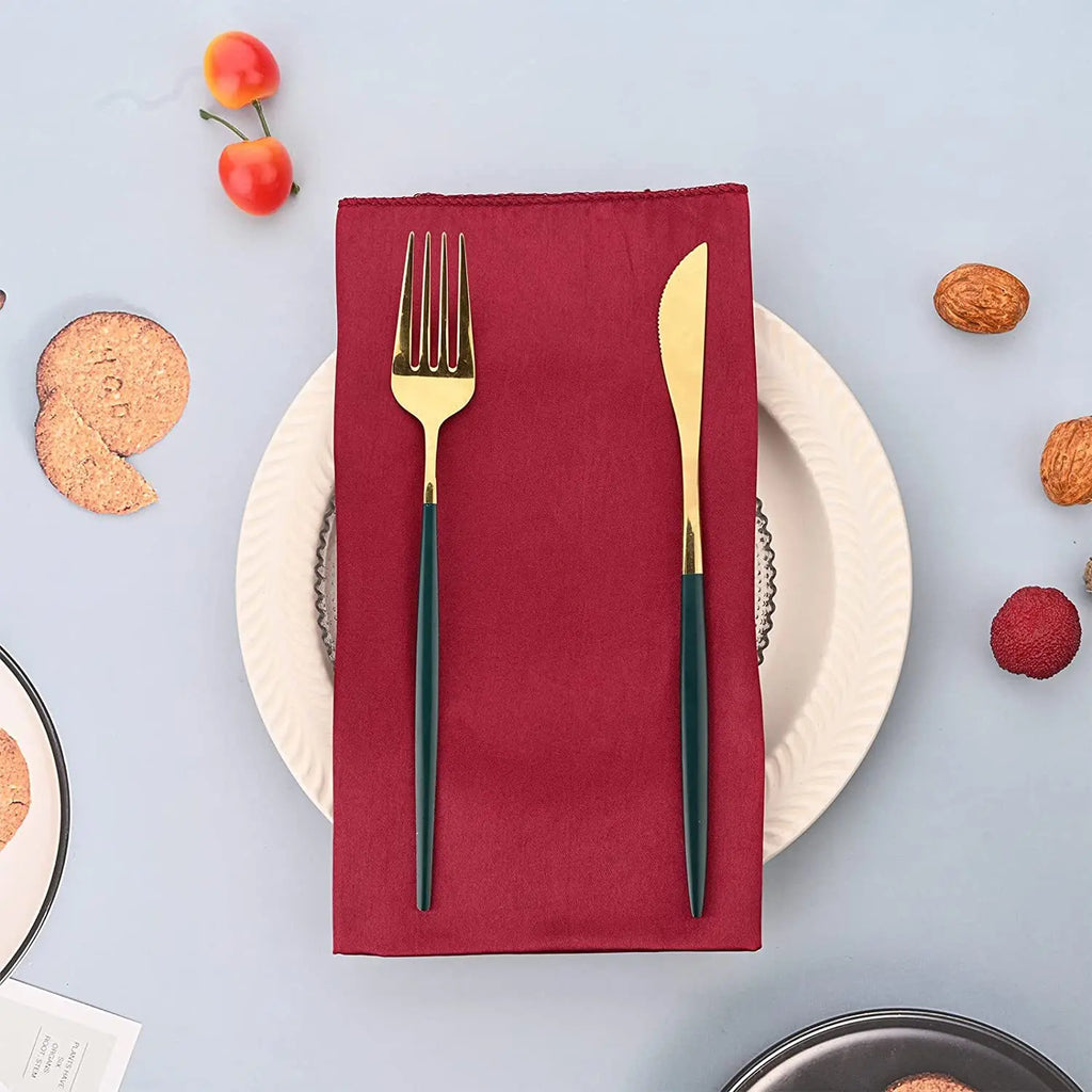 50pcs Satin Napkin 43cm*43cm Serving Table Decor Dinner Towel for Wedding Party Home Hotel Christmas Decor Table Napkins Green