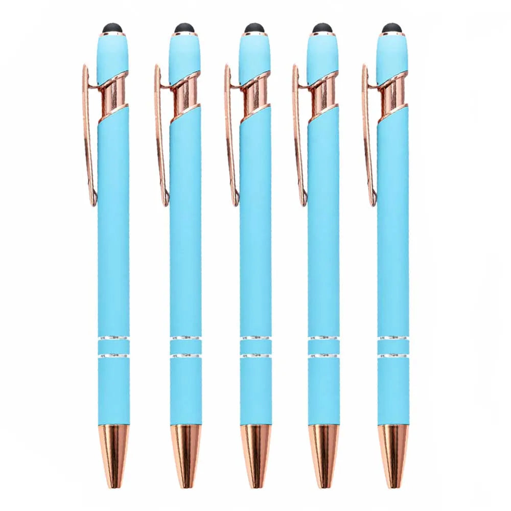 5-10 Pack 2-in-1 Stylus Pen, Retractable Ballpoint Pen w/ Stylus Tip for Touch Screen, Metal, 1.0mm Black Ink