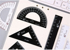 4 Pcs/Set Math Sets Metal Ruler Triangle Ruler Protractor with Box for School Student Geometry Sets
