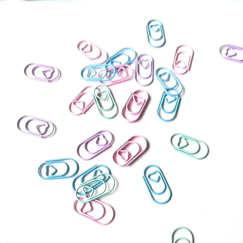 30pcs/pack Colorful Multi Shaped Heart-shaped Paper Clips, Colorful Macaron Mini Shaped Paper Clips