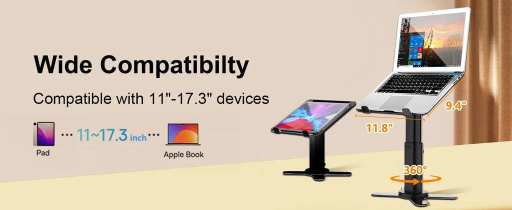 Oatsbasf Metal Desktop Laptop Holder Riser Computer Stand Height Adjustable Portable Laptop Table Stand for 11-17.3" Device