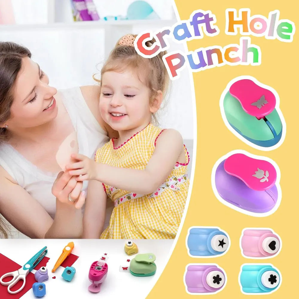 An 8-Piece Creative Hole Punch Set Perfect for DIY Scrapbooking and Birthday Cards. Fixed Patterns and Random Colors Available.
