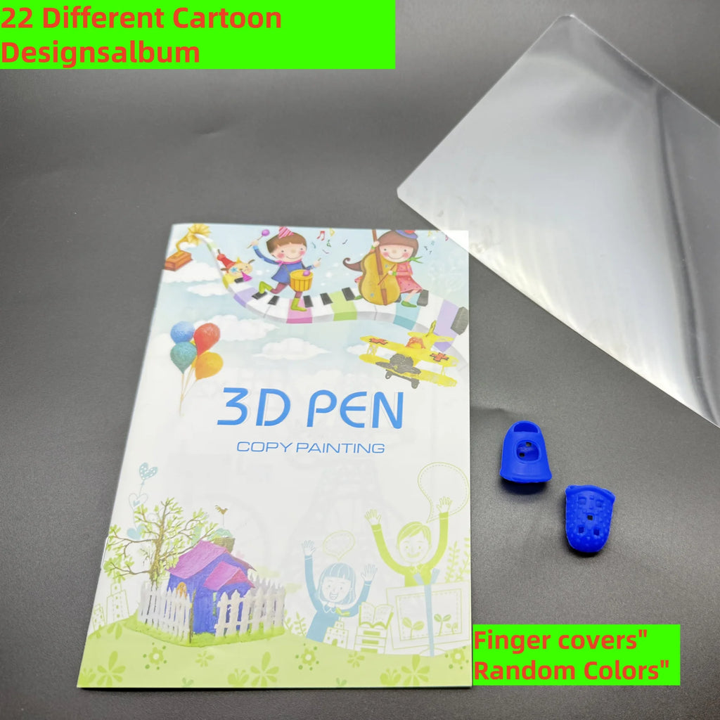 12/22 sheets of 3D printer drawing stencil paper template for 3D printing pen, pattern and clear plate set