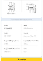 Essager USB4.0 40Gbps OTG Converter 240W Power Delivery Right Angle USB C Data Transfer Adapter For Phone Macbook Tablet 8K60Hz