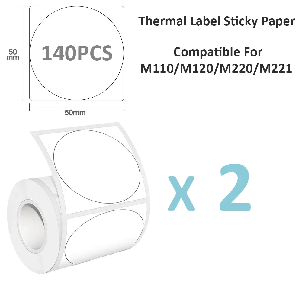 50x50mm Waterproof Thermal Stickers Compatible M110 Printer, Fade-Resistant Address Labels for Shipping & Retail Shelf Tags