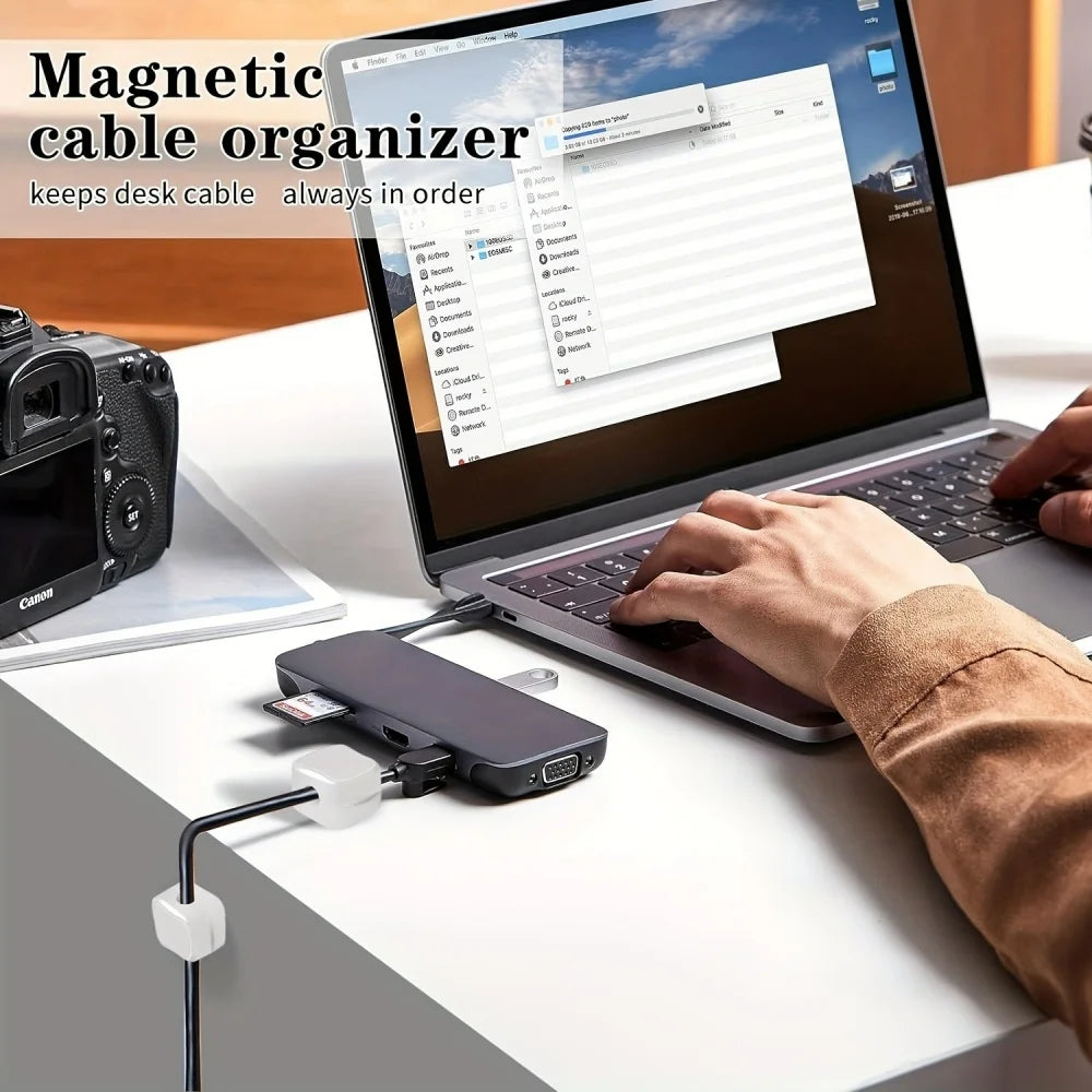 1/3/6/12PCS Magnetic Cable Clips Cable Adjustable Cord Holder Under Desk Cable Management Wire Keeper Cords Organizer Holder