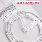 Multifunctional Geometric Function Ruler Set Mathematics Drawing Template Measuring Tool for Art Student School Office Supplies