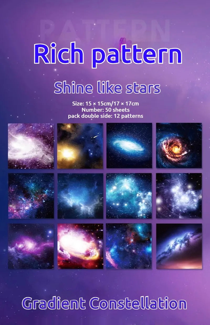 50pcs Creative Square Star Sky Constellations Origami Paper Kid DIY Handmade Double-sided Coloring Fold Craft Paper Art Gift