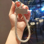 Luxury Full Diamond Phone Lanyard with Metal Clip Universal Short Chain Handheld Wrist Flash Accessory for Mobile Phones