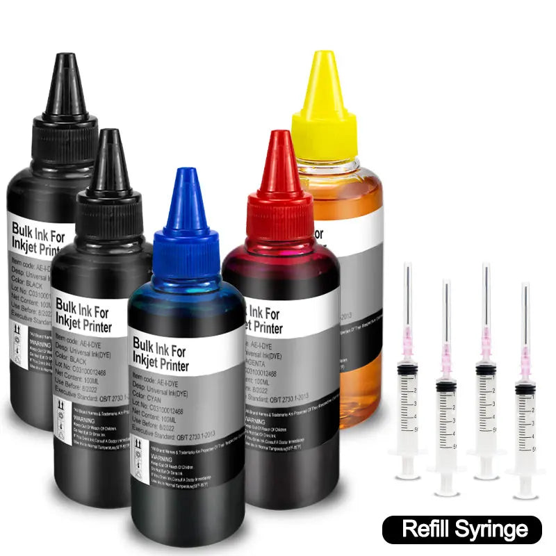 CRTBOTW Refill Dye Ink Kit For Canon HP Epson Brother Printer & Cartridge CISS Ink and refillable Compatible dye ink Eco tank