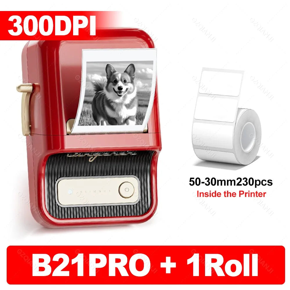 Niimbot 200dpiB21 300dpi B21PRO Label Maker Tag Price Portable Thermal Label Printer with White Photo Labels for Bakery/Business
