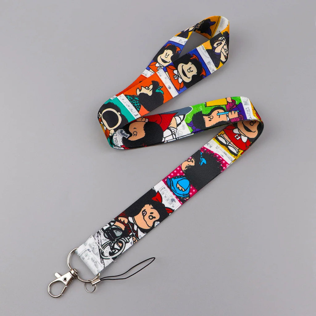Cartoon Girl Credential Holder Cute Lanyards for Key Neck Strap For Card Badge Gym Keychain Keyring Accessories Gifts