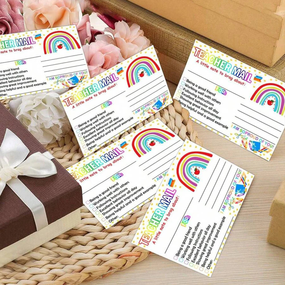 50/100/200Pcs Rainbow Teacher Mail Incentive Cards for Elementary Students Classroom Supplies