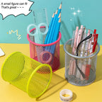 Multifunction Round/Square Mesh Pen Pot Multicolor Pen Holder Desk Tidy Stationery Organiser Pencil Storage Stationery Organiser