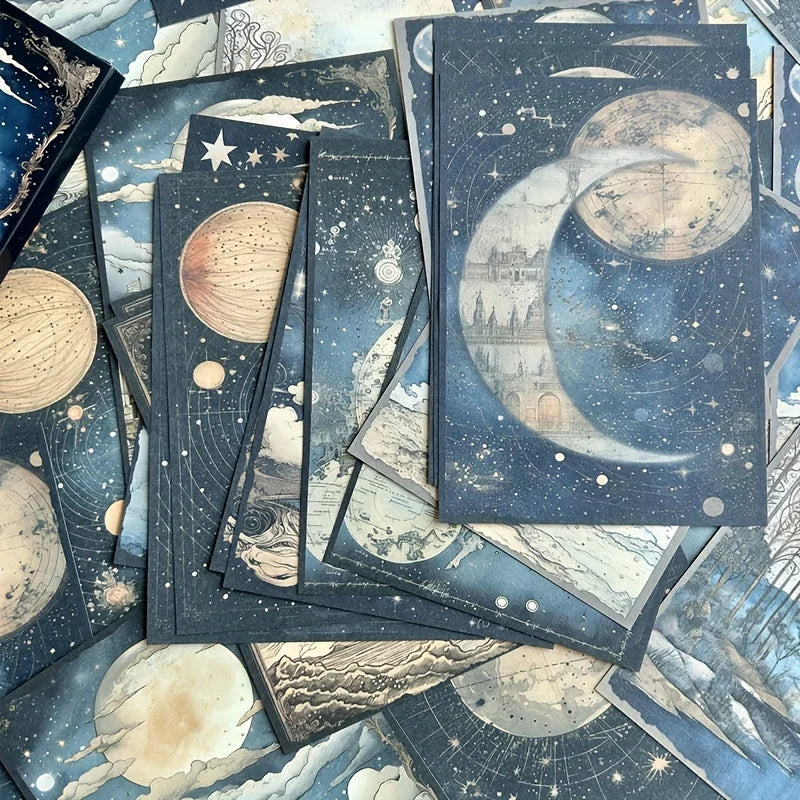 30 sheets lunar starry sky Retro Scrapbooking Material Background Paper Journal Hand Account DIY Creative Stationery Supplies