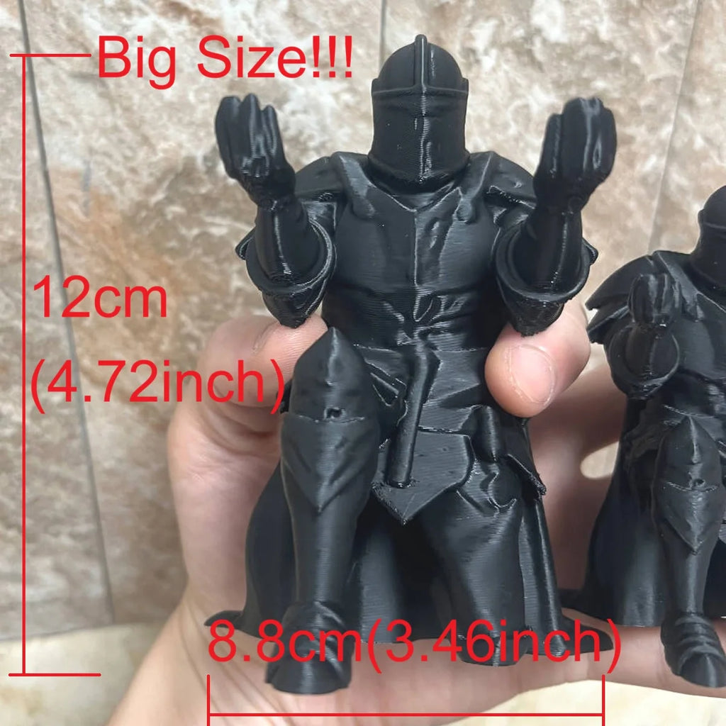 (9*7.6cm) 3D Printed Medieval Knight Pen Holder Black Silver Warrior Statue Desk Organizer Creative Office Decor Stationery Gift