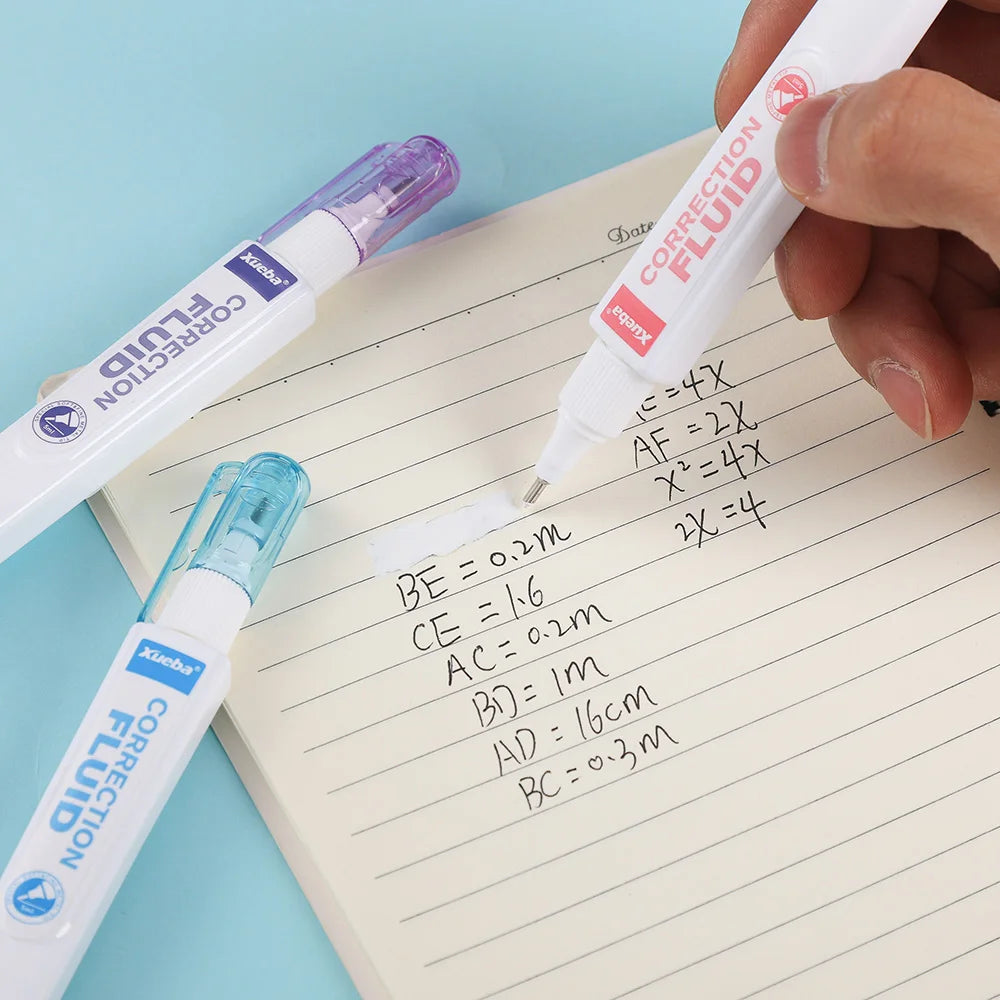 1 Correction Tape + 1 Correction Liquid Kawaii White Out Combo Quick Dry & Clean Finish Student Mistake Cover Tools Stationery
