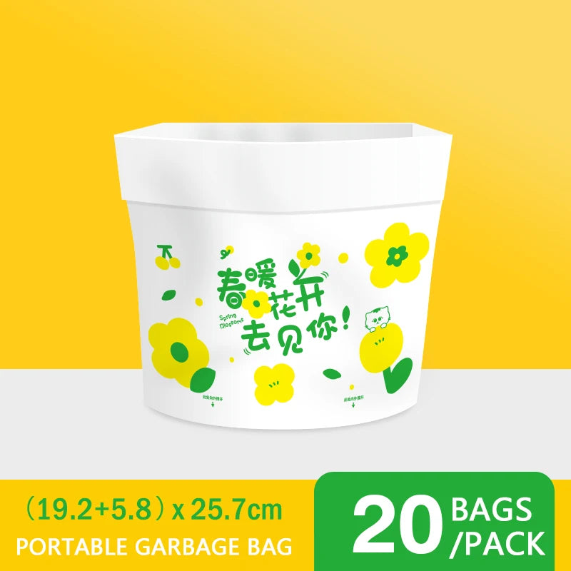 20 PCS Car Trash Bag Disposable Self-Adhesive Garbage Can for Auto Seat Back Hanging Trash Bag Office Kitchen Garbage Storage