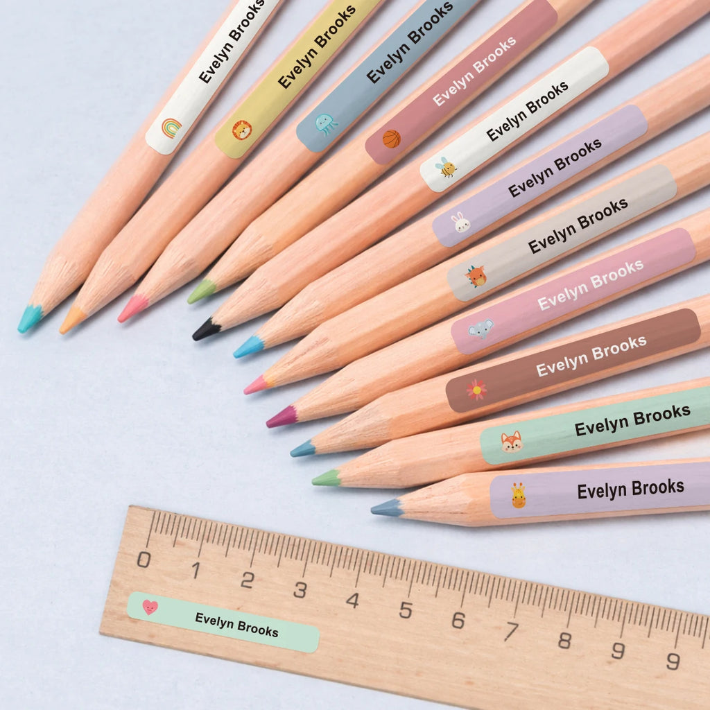 144PCS Personalized Name Stickers Long Strip Pencil Labels Custom Waterproof Self Adhesive Name Labels for Bottles Notebooks