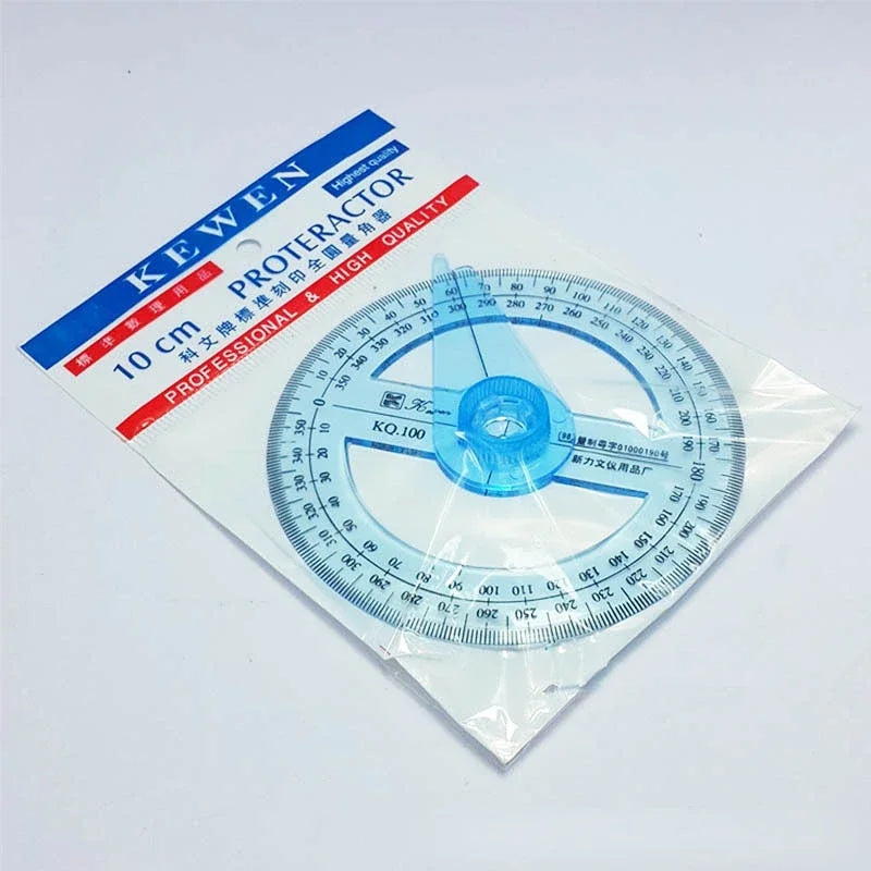 1 Circular Dia.10cm Transparent Plastic 360 Degree Pointer Protractor Ruler Angle For School Office Drafting Supplies Protractor
