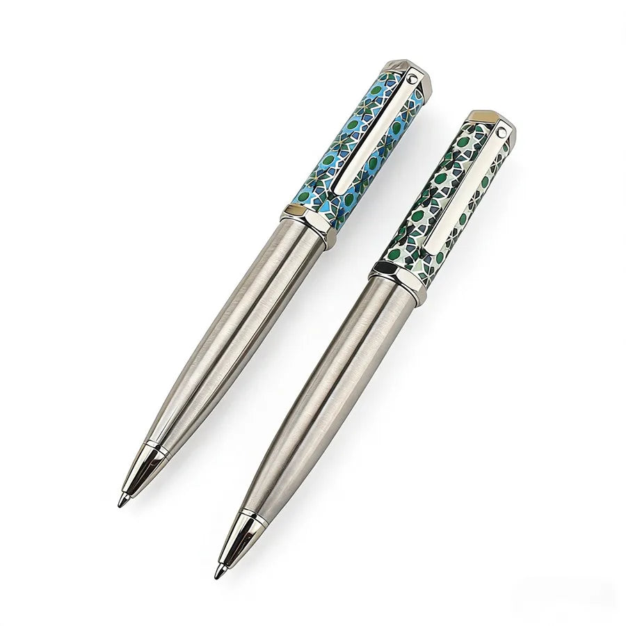 Luxury Metal Ballpoint Pen Stainless Steel Golden Trim Gift Writing Stationery Office School Supplies
