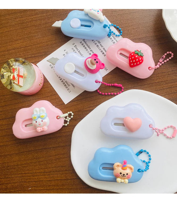 1pc Dopamine Cloud Mass Letter Opener Cartoon Cute Utility Knife Student Mini Box Cutter Hand-made Sharp