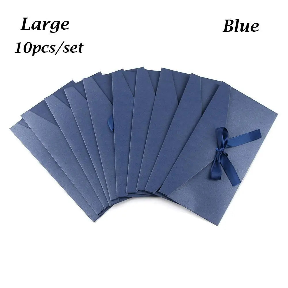 10 Pcs/set Envelope Pearlescent Paper Bow Thicken Ribbon Retro Creative Color Stationery Wedding Invited Gift High Quality