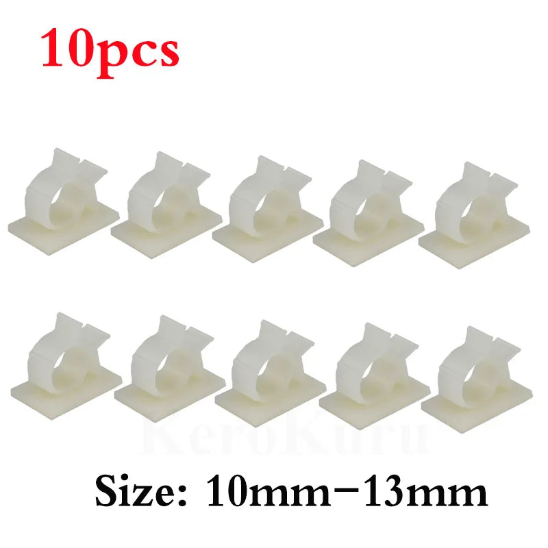 10pcs Adhesive Cable Organizer Clips Table Cable Management Adjustable Cord Holder For Car PC TV Charging Wire Bobbin Winder