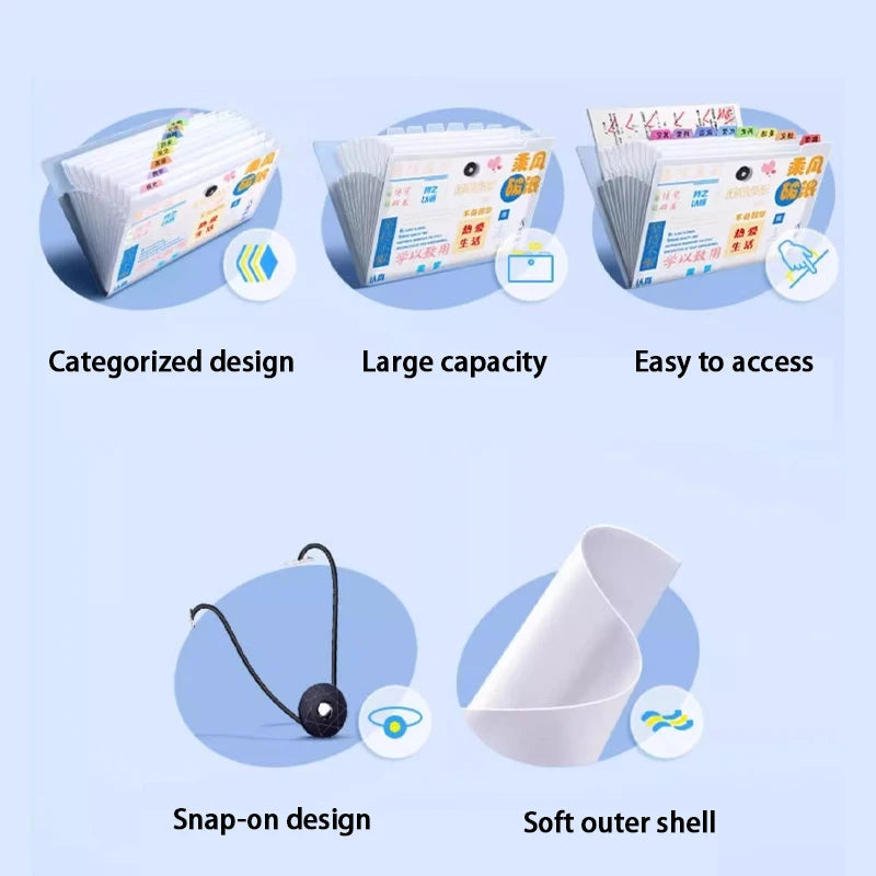 ♥A4 Multi-layer Student Insert Exam Organizer, Accordion Folder For Subject Classification, Exam File Storage Bag